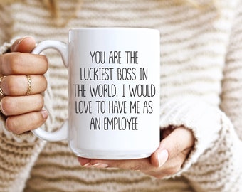 Presente engraçado para o chefe | Caneca de café para o chefe, Você é o chefe mais sortudo | Melhor chefe | Presentes engraçados para o chefe | Ideia para festa no escritório para o chefe, Caneca