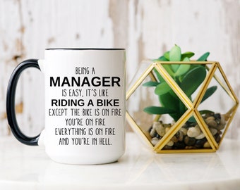Taza divertida para gerentes, Regalo para gerente, Taza para nuevo gerente, Regalo de ascenso, Taza de ascenso, Regalo para jefe, Taza divertida de oficina, Ser gerente es fácil
