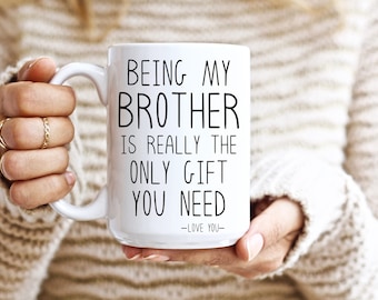 Tazza Da Caffè Veracco In Ceramica 325ml: Con Scritta Divertente 'Being My Brother Is Really The Only Gift You Need', Bianca - 2