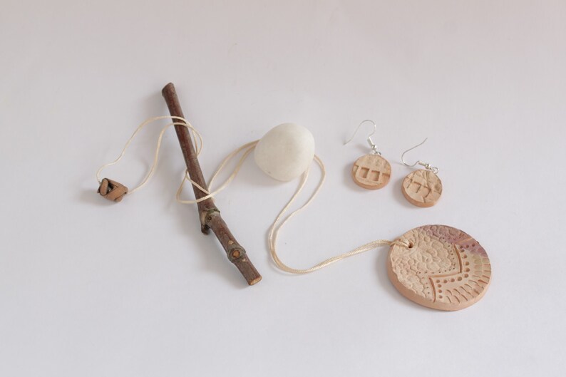 Ceramic JewelryHandmade artisan jewelrynecklace earrings setunique jewelryceramic artbohohippie styleunique set