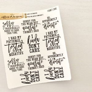 I Don’t Care Snarky Planner Stickers