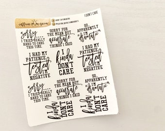 I Don’t Care Snarky Planner Stickers