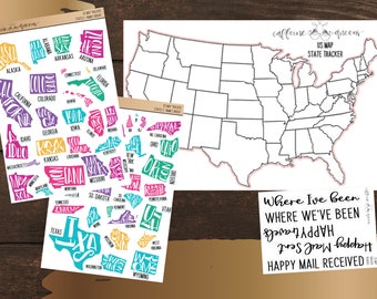 USA States Tracker Map | Planner Stickers