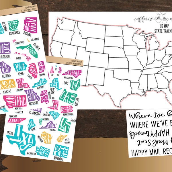 USA States Tracker Map | Planner Stickers
