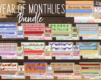 Year of Monthlies Bundle | Vertical Planning Monthly Kit