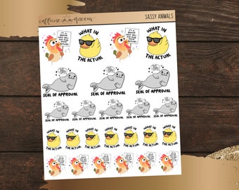 Sassy Animals |  Quarter Sheet Planning Stickers