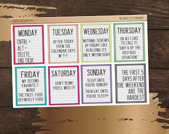 A Week of Letterboards | Planning Stickers