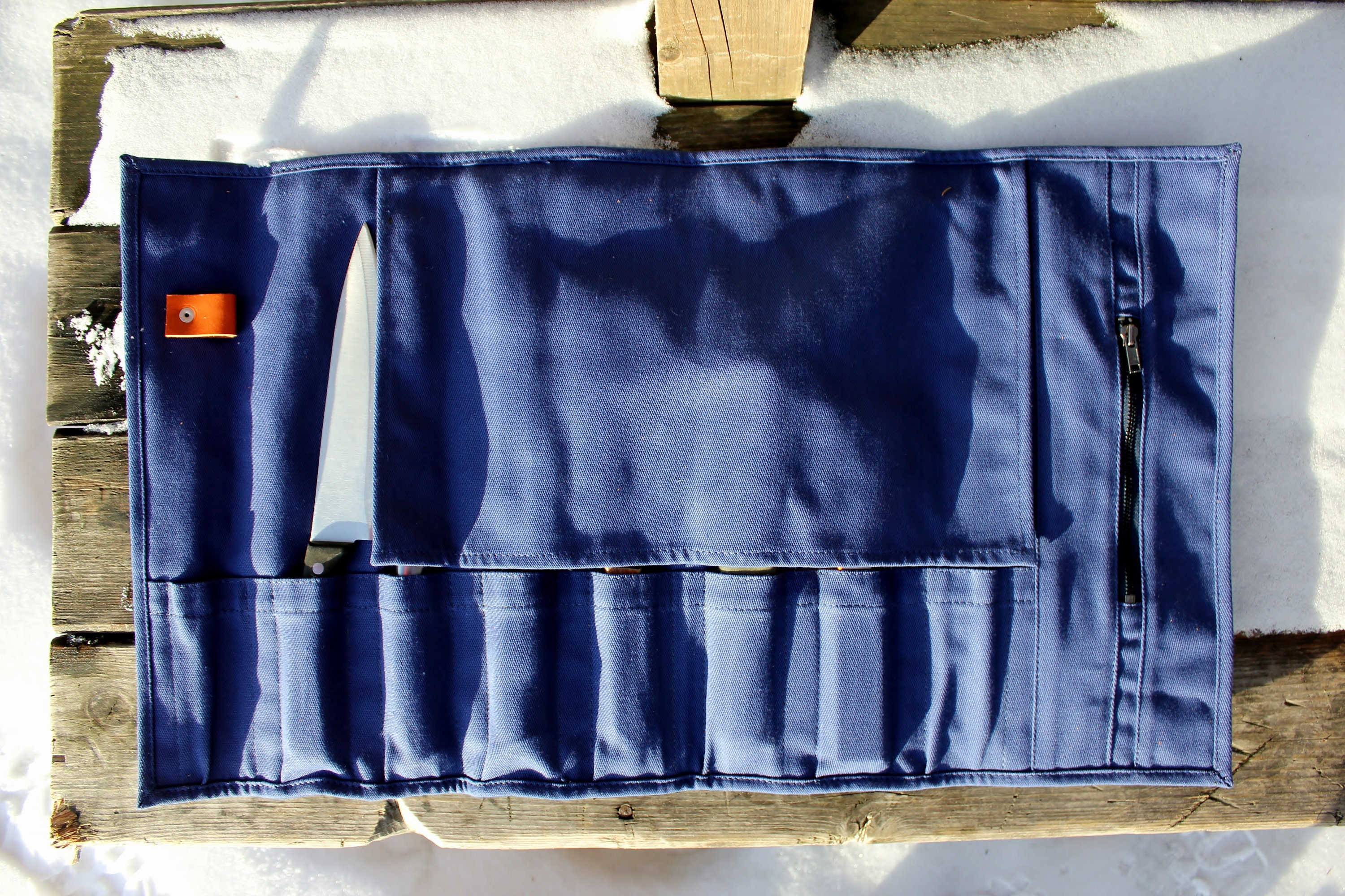 Professional chef's knife roll. Сotton textile knife roll Etsy