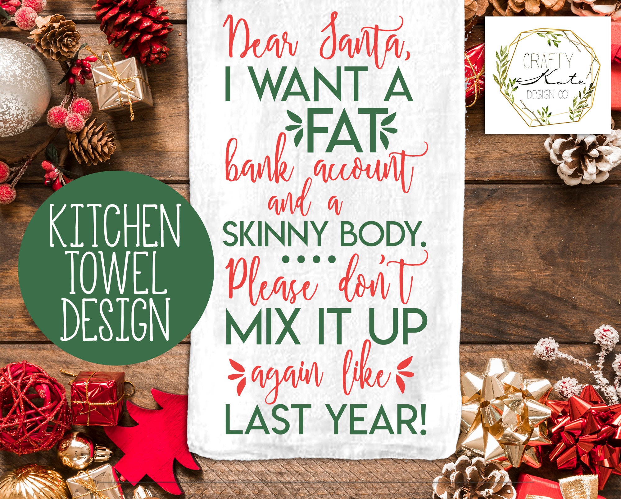 Funny Christmas Kitchen Towel SVG Cut Files Dear Santa | Etsy