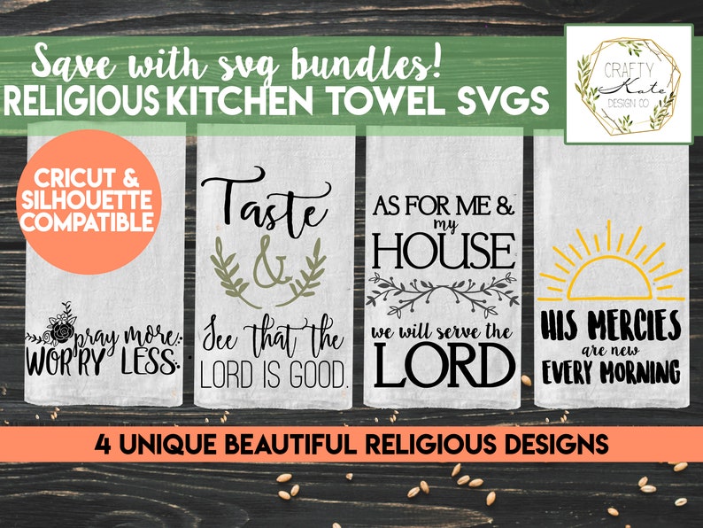 Download 4 Religious Kitchen Towel SVG Designs Value Pack. Bundle ...