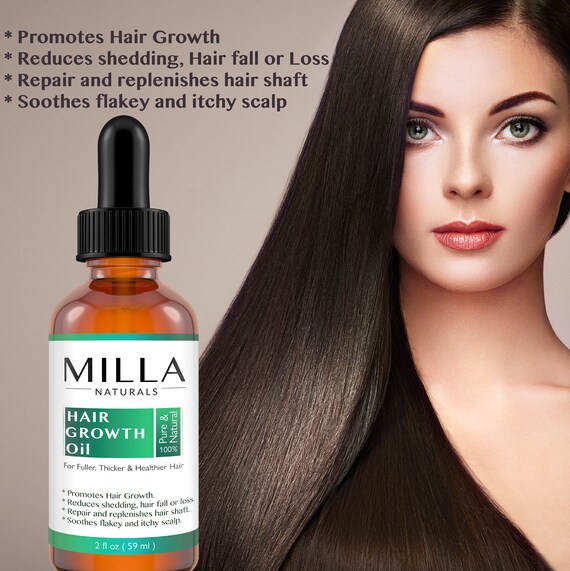 Hair Growth Oil By Milla Naturals Stop Hair Loss 100 Natural Etsy