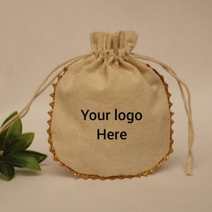 100 Natural cotton bags, beige color bag, cream color cotton bag, custom logo pouch, cotton bag, logo pouch, favor bag, eco-friendly bag