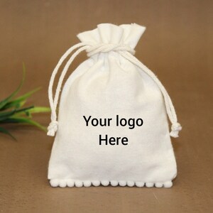 100 sacs à cordon en coton blanc, pochette logo personnalisée, sacs logo, petit sac en coton, sac à monnaie, pochette à bijoux, pochette en coton blanc personnalisé
