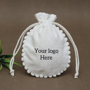 100 white cotton drawstring bags, cotton round bags, white cotton pouch, custom logo bag, logo pouch, coin bag, jewelry bag, custom sizes