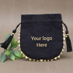 100 sacs à cordon en coton noir, sac noir personnalisé, sac logo personnalisé, pochette logo en coton, sac à bijoux, sac à monnaie, sac à main, sac de faveur, petite pochette