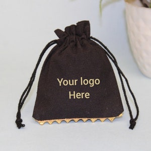 100 sacs à cordon en coton noir, petit sac en coton, sacs à logo noir personnalisés, sacs de faveur, pochette logo, sac à bijoux, sacs à monnaie, taille personnalisée