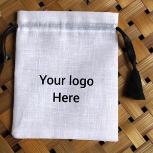 Set of 100  White cotton slub fabric Drawstring jewelry packaging bag, jewelry gift bag, favor bag, cosmetic purpose bag