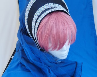 Navy French Hood with a veil