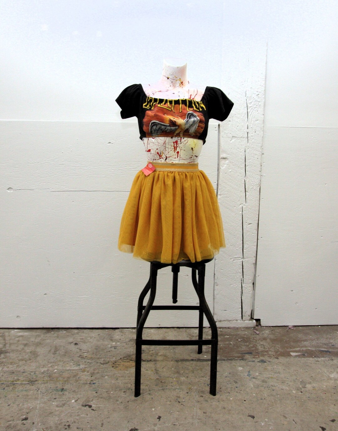 Sparkly Yellow Tulle Mini Skirt, Vintage Mini Skirt, Retro Style