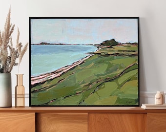 "Walking at the Lake", variation. Original 30" x 24" abstract landscape.