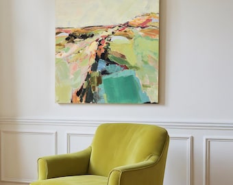 "Blooming Dunes", variation. Original 36" x 36" abstract landscape.