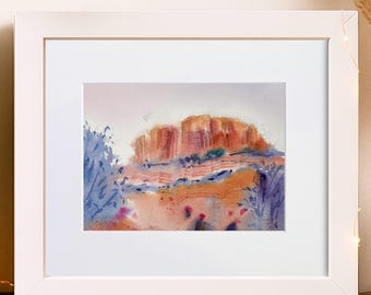 Arizona, 6"x8" Original Hand-painted Watercolor Landscape Art, Small Soft Sedona Painting