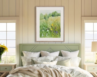 Summer Field Watercolor Print: Abstract Landscape Art on Paper