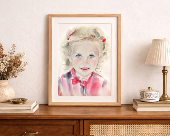Hand-Painted Custom Watercolor Portrait of a Child, Original Painting From Photo