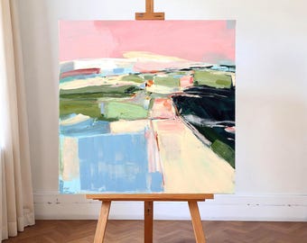 "Eventide", original 36" x 36" abstract landscape.