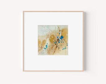 Original Watercolor Landscape Painting: Earthy Abstract Art (6x6 in)