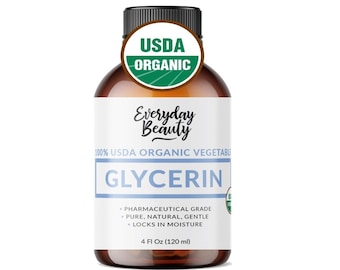 100% Organic Glycerin - USDA Certified - Perfect for DIY Beauty Products and Crafts – Derived From Coconut -Skin & Hair Moisturizer- 4 Fl Oz