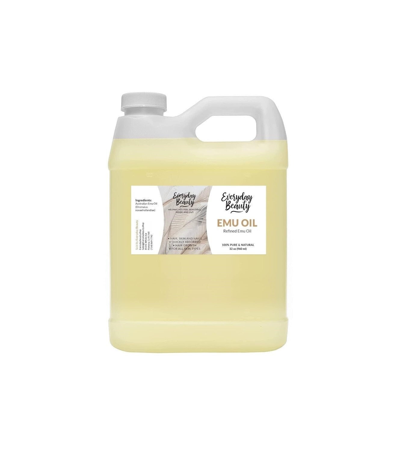 Pure Australian Emu Oil - All Natural 6X Refined for Face, Skin and Hair - Great for Sensitive Skin & Hair Growth - 32 Fl Oz