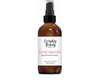 Rose Water Facial Toner - Alcohol-Free All Natural Refreshing Spray Mist for Face & Hair - Soothing for All Skin Types - 8oz with Mist Cap