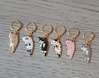 Set of 6 stitch markers cats stitch marker hanging cats crochet knitting. Funny stitch markers crochet accessories DIY gift idea cute kawaii