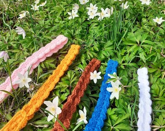 Crocheted headbands, boho headbands, handmade headbands, festival hippie hair accessories, colorful bandanas