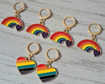 Set of 6 stitch markers rainbow heart stitch marker crochet knitting. Funny autumn stitch markers crochet accessories DIY gift idea
