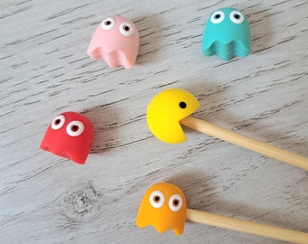 Pacman-Stricknadelstopper, 1 Paar Nadelschoner, Strickzubehör, Einheitsgröße, Silikon-Nadelhalter, Strickzubehör, Geschenkidee zum Selbermachen