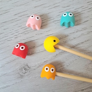 Pacman-spelet sticknålstoppare, 1 par nålskydd, sticktillbehör en storlek, silikonnålhållare sticktillbehör present DIY