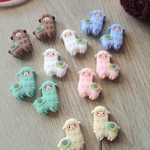 Alpaca llama knitting needle stoppers, 1 pair needle knitting accessories one size, silicone needle holders knitting supplies DIY gift idea