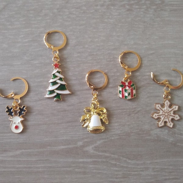 Christmas stitch marker, reindeer Rudolph Christmas tree gift bell snowflake. Winter stitch markers, crochet knit gift ideas DIY accessories