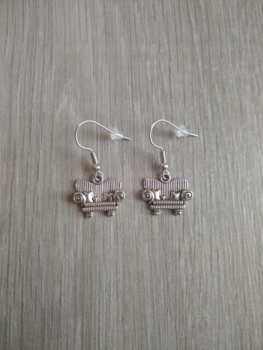 Sofa Earrings Couch Earrings. Funny Furniture Earrings, Silver Plated
