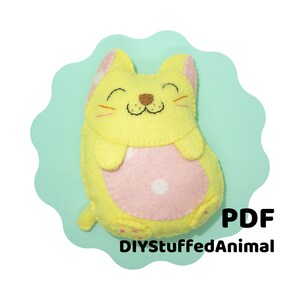 Cat Felt PDF Pattern, Felt Animal Sewing Pattern, Hand-sewn Crafts, Felt Creations | Butterball the Cat