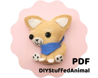 Chihuahua Felt PDF Pattern, Dog Felt Animal Sewing Pattern, Hand-sewn Crafts, Felt Creations | Bella the Chihuahua
