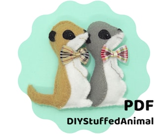 Padrão de PDF de feltro Meerkat, padrão de costura de animal de feltro, artesanato costurado à mão, criações de feltro | Merck, o Suricato