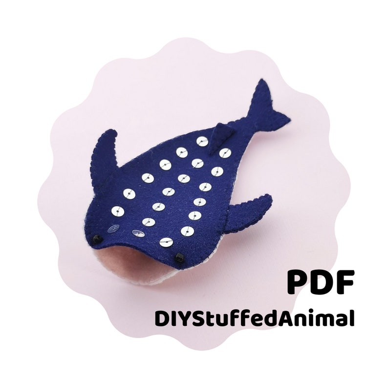 Padrão de PDF de feltro de tubarão-baleia, padrão de costura de animal de feltro, artesanato costurado à mão, criações de feltro | Mack, o tubarão-baleia imagem 1