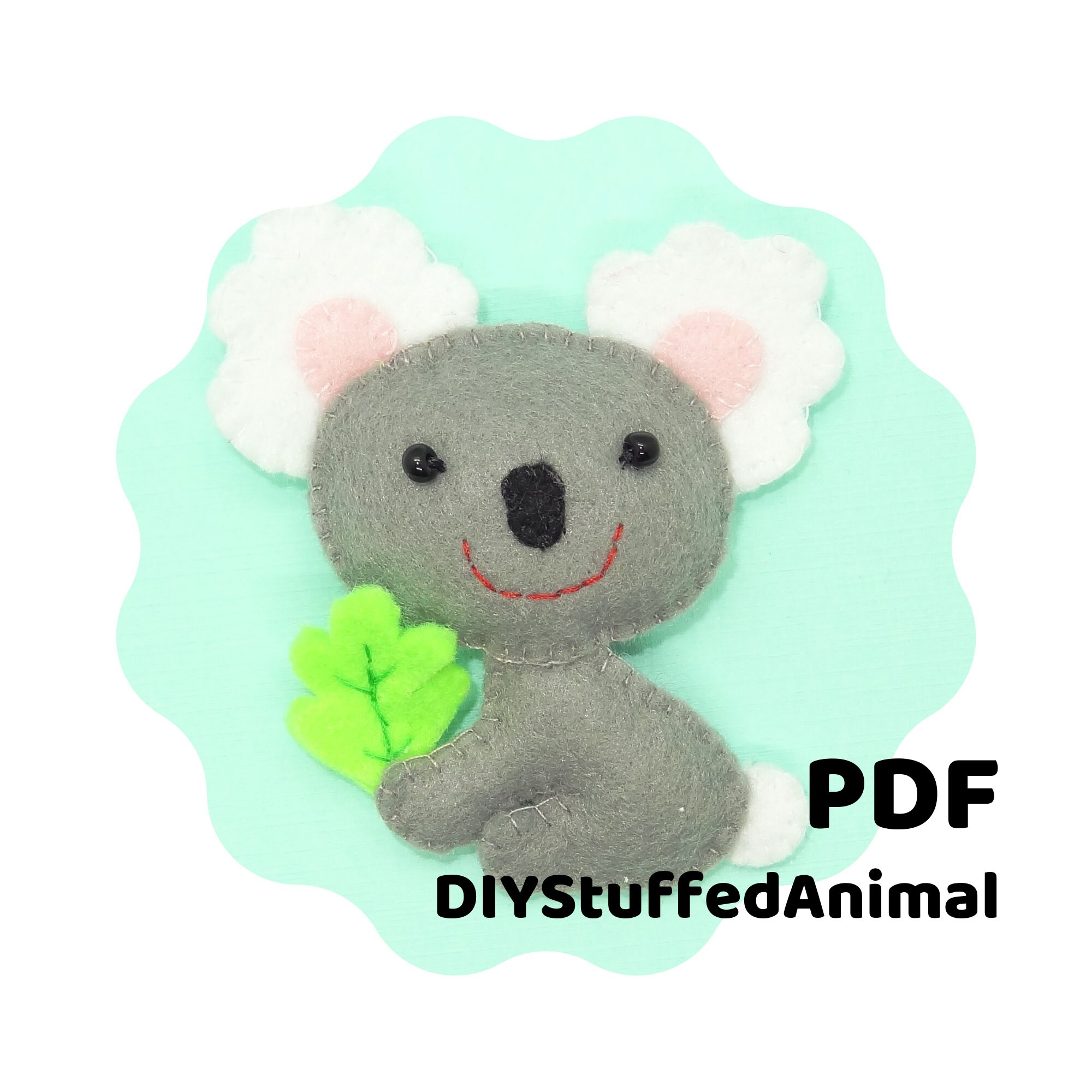 Koala Felt PDF Pattern, Felt Animal Sewing Pattern, Handsewn Crafts