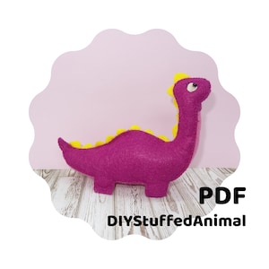 Dinosaur PDF Sewing Pattern, Dinosaur Felt Animals, Dino Patterns, Hand-sewn| Bonnie the Dinosaur