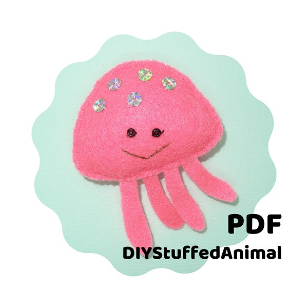 Jelly Fish PDF Pattern, Felt Animal Sewing Pattern,  Hand-sewn Crafts, Felt Creations | Jellyfish