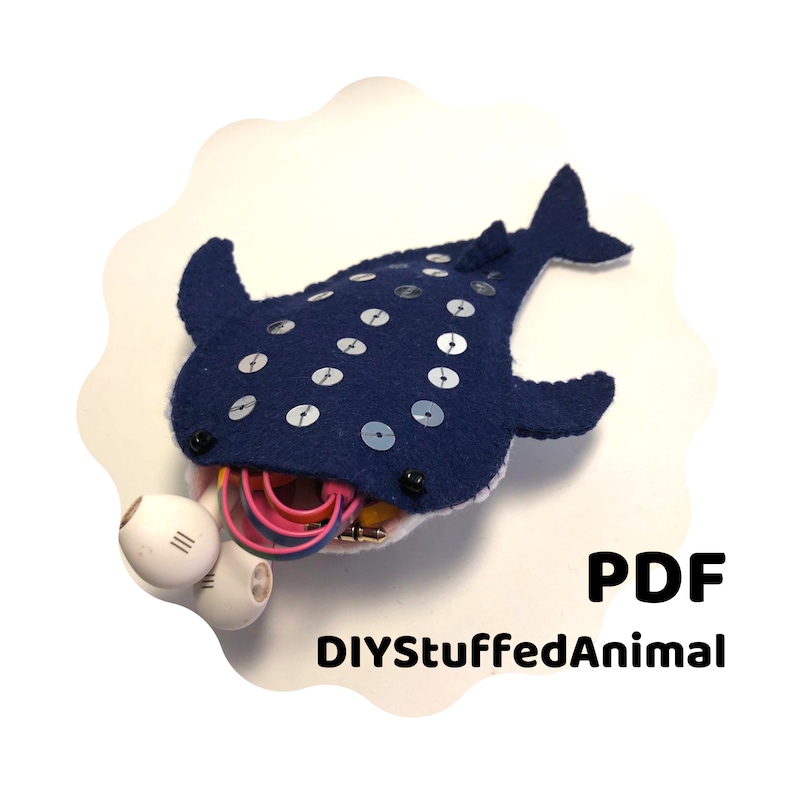 Padrão de PDF de feltro de tubarão-baleia, padrão de costura de animal de feltro, artesanato costurado à mão, criações de feltro | Mack, o tubarão-baleia imagem 2