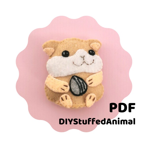 Hamster Felt PDF Pattern, Baby Hamster Felt Animal Sewing Pattern, Hand-sewn Crafts, Felt Creations | Cuddles the Baby Hamster